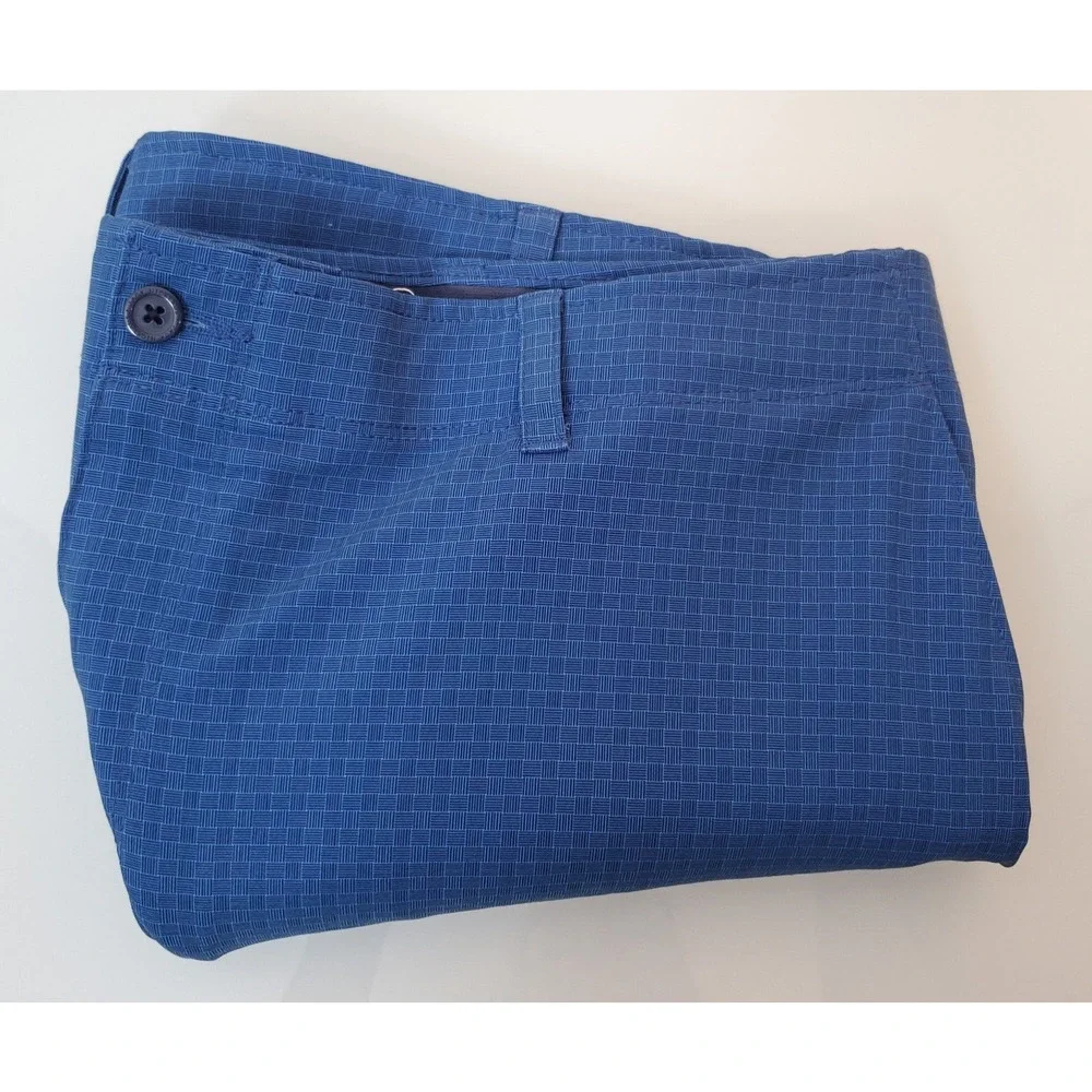 Jack Nicklaus Mens Size 40 Blue Weave Print Stretch Tech Golf Chino Shorts